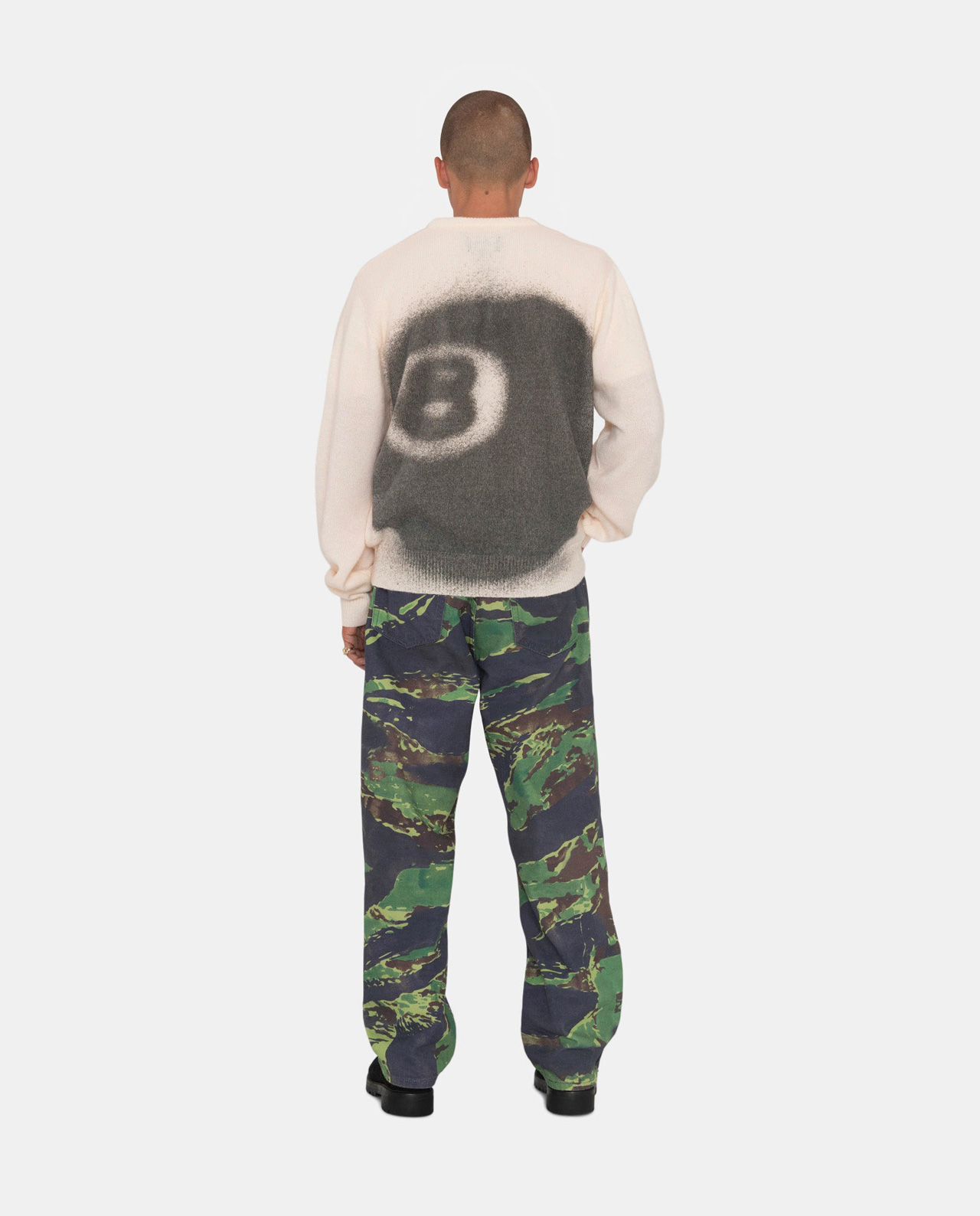 Stussy 8 Ball Spray Sweater (Ivory)